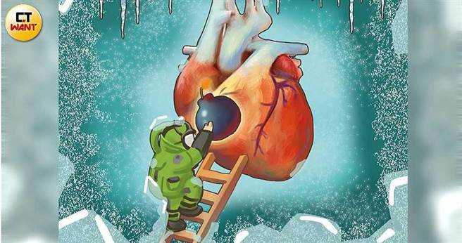 心臟构造极为精密，一不小心就有引爆炸弹的风险，医师分析六大危险时刻要特别当心。（图／陈家欣绘）