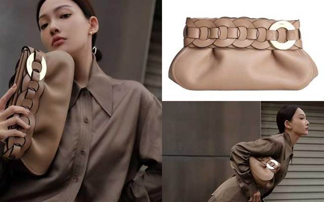 林映唯拿的是Chloe Darry棕色手拿包(47,300元)。(圖／翻攝林映唯IG、品牌提供)