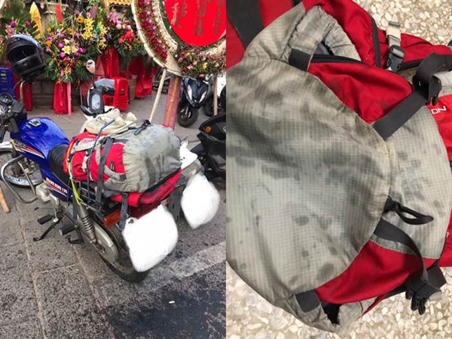 男子控訴機車和背包被攤販潑油，攤商則回嗆對方開出索賠8千。（圖／臉書「爆怨2公社」）