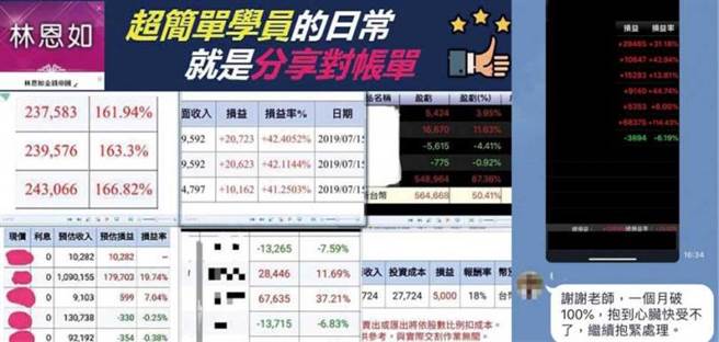  林恩如认为谈报酬率要有凭有据，没赚到钱也别失落，可检讨改善买股策略。图为学员与林恩如分享对帐单。（图／翻摄自林恩如脸书）