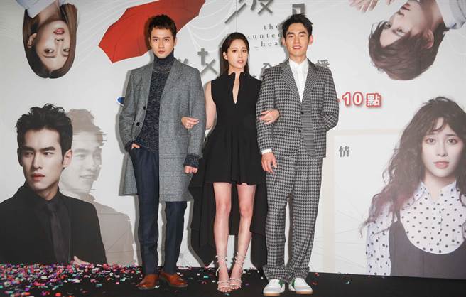 图为《脑波小姐》首映记者会时，剧中演员左起张捷、欧阳妮妮、张书豪同台合照。(本报资料照/吴松翰摄)