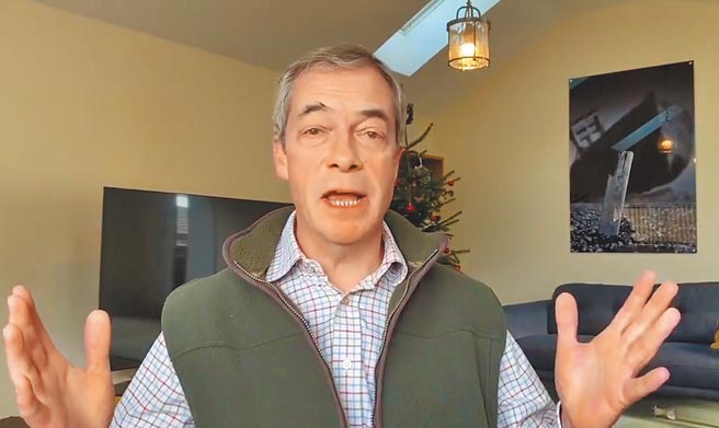 英国「脱欧先生」法拉奇在推特警告，「中国是超过欧盟，对英国独立更大的威胁」，并说要确保停止依赖北京。(摘自推特)