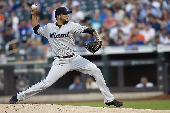 富邦悍将新洋投纳恩斯2019年效力马林鱼时上过大联盟，曾拿下2017年的韩职胜投王。（美联社资料照片）