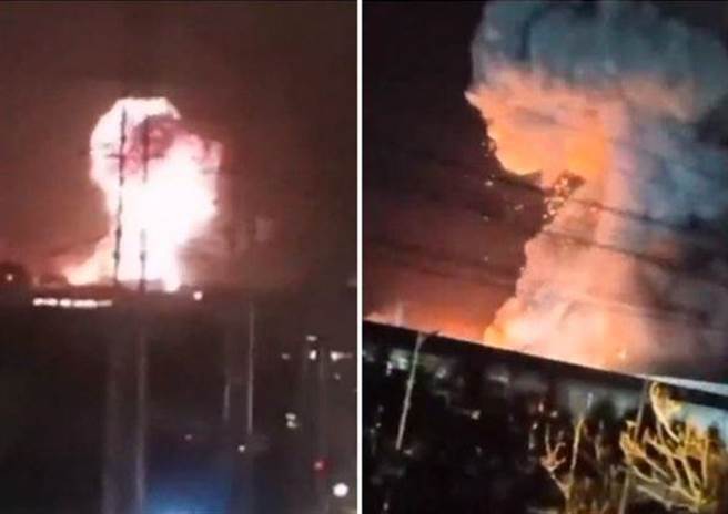 废旧电池处理厂爆炸。(取自东网)