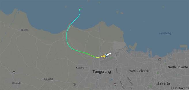 flightradar24紀錄的SJ 182航班最後位置。(圖/flightradar24)