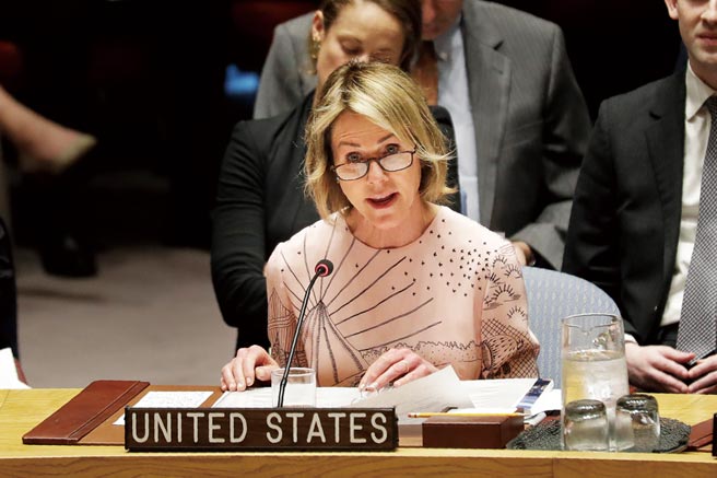 國民黨前副祕書長蔡正元說，克拉芙特是共和黨大金主，募款功力一流。圖為美國駐聯合國大使凱莉．克拉芙特。（美聯社）