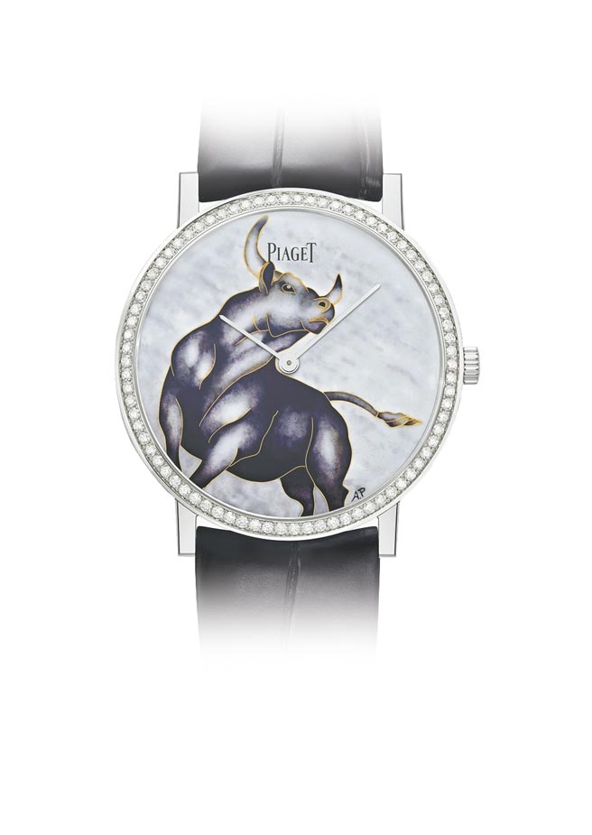 伯爵联手珐琅工艺大师Anita Porchet打造牛年生肖Altiplano系列限量表，限量38只，212万元。（PIAGET提供）