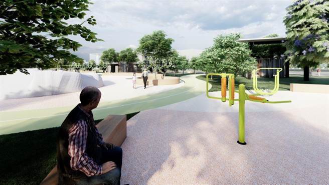 儿十公园紧邻光明一路的停六停车场，将重现原有的骨头溜滑梯，并打造青银共存空间。（县府提供／庄旻静新竹传真）