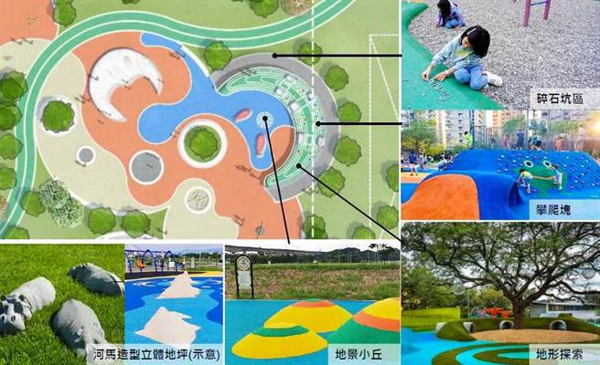 儿十公园紧邻光明一路的停六停车场，将重现原有的骨头溜滑梯，并打造青银共存空间。（县府提供／庄旻静新竹传真）