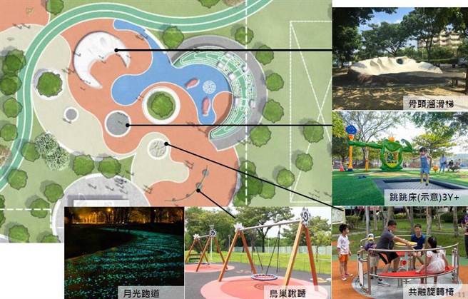 儿十公园紧邻光明一路的停六停车场，将重现原有的骨头溜滑梯，并打造青银共存空间。（县府提供／庄旻静新竹传真）