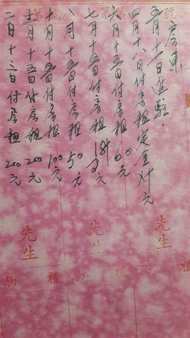 洪光华房屋租金记帐本。（洪素贞提供）
