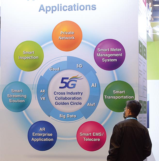 翻开前瞻第三期特别预算书，除科技部、NCC等主责机关提预算案外，各机关纷纷规画要应用5G。包括农委会、故宫、警消，就连国史馆都来蹭5G。图为业者展出5G相关应用。（本报资料照片）