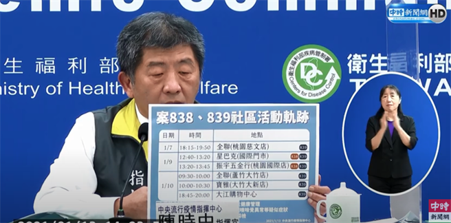 圖為陳時中公布本土個案的足跡。(中時新聞網Youtube)