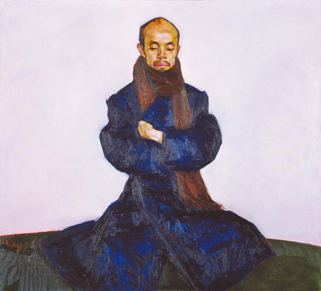 畫家席德進1972年繪製的周夢蝶肖像「詩人」，這幅「詩人」現為台北市立美術館藏。（北美館提供，本報資料照片）