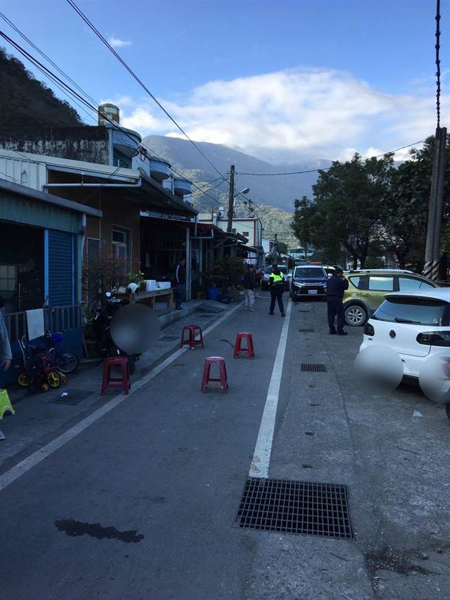 車禍現場。（警方提供／王志偉花蓮傳真）