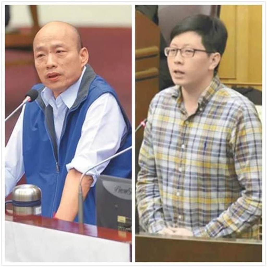 高雄市前市長韓國瑜（左）、民進黨桃園市議員王浩宇（右）。（圖／本報系資料照）
