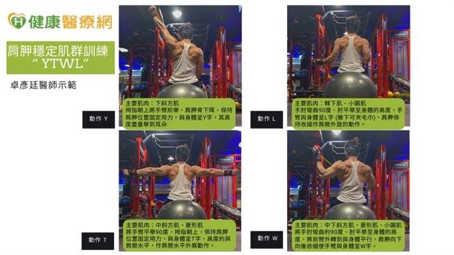 卓彦廷医师示范肩胛稳定肌群训练。(图/健康医疗网提供)