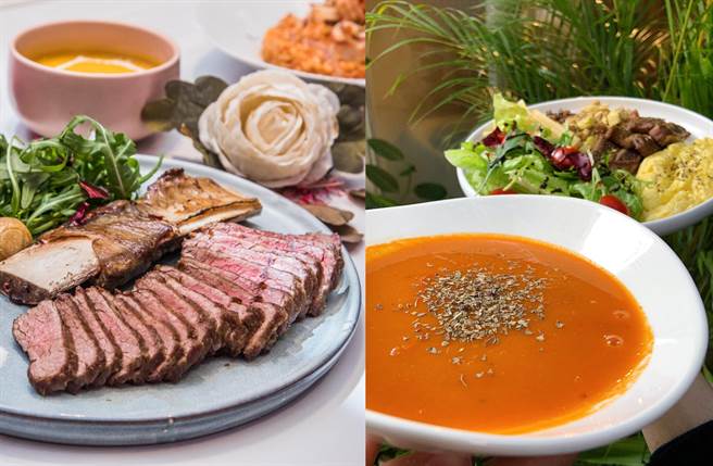 「妆粉红牛小排」及全新的美顏「全蔬果番茄浓汤」都不可错过。（图／品牌提供、杨婕安摄）