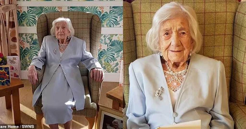 英国一名106岁阿嬷2度对抗新冠肺炎成功，并透露长寿秘诀。（图／翻摄每日邮报）(photo:ChinaTimes)