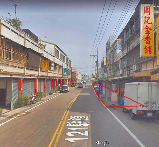 苗121線18K+780至18K+830拓寬工程，預計3月中旬動工，紅圈處為受影響地段。（苗栗縣政府工務處提供／巫靜婷苗栗傳真）