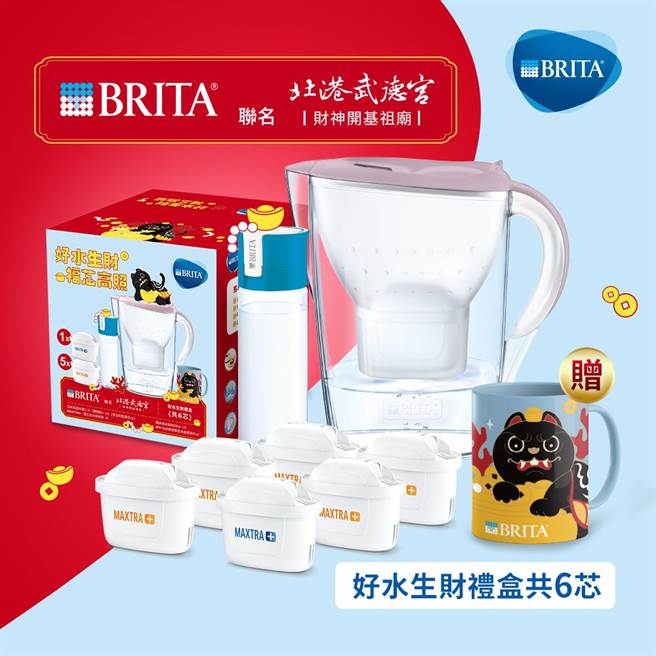 Yahoo奇摩購物中心的德國BRITA 北港武德宮好水生財禮盒，原價4255元，2月9日前特價1988元。（Yahoo奇摩購物中心提供）