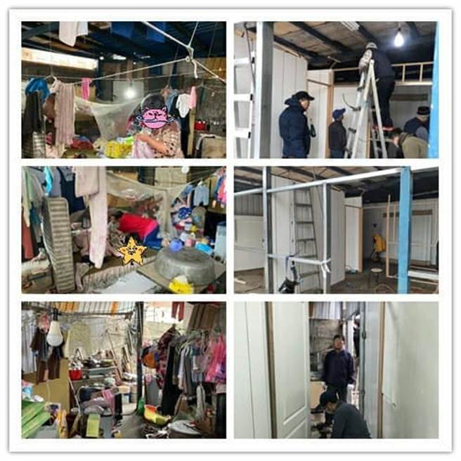 新北7岁妹住铁皮屋顶下，用垃圾、帆布充当墙面，年仅1岁的弟弟肚子饿只能吃泡麵充飢，所幸经善心人士帮助，居住环境已改善。（图／社团法人爱的延续公益协会提供）