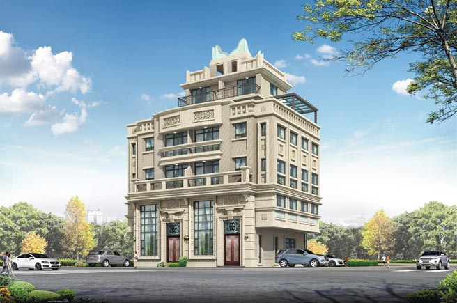 金轩建设高峰领袖八期，採用古典巴洛克风格设计，就像是一座宏伟的城堡。图／业者提供