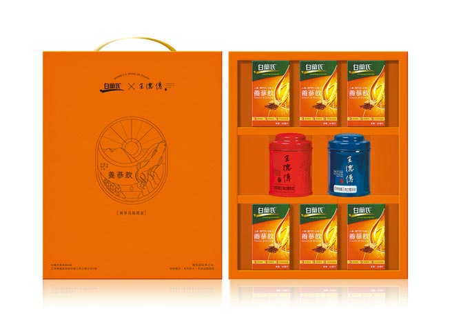 「白兰氏×王德传」首度联名养蔘乌龙礼盒，659元。（白兰氏提供）