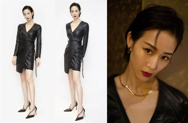 張鈞甯工作室近日曝光一組最新時尚大片，只見她換上一身輕搖滾風造型，以黑色皮裙搭配清爽超短髮，風格酷帥又有女人味。（圖／摘自微博@张钧甯工作室）