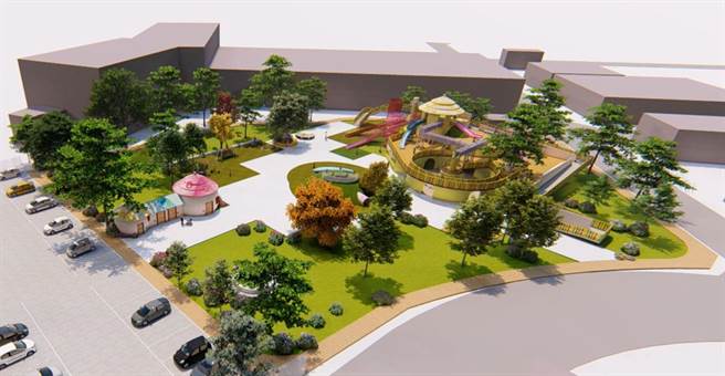 苗栗县第3座亲子公园日前举办命名票选活动，结果出炉由「湾丽亲子公园」以595票夺第一。图为苑里亲子公园配置图。（苗栗县政府水利处提供／巫静婷苗栗传真）