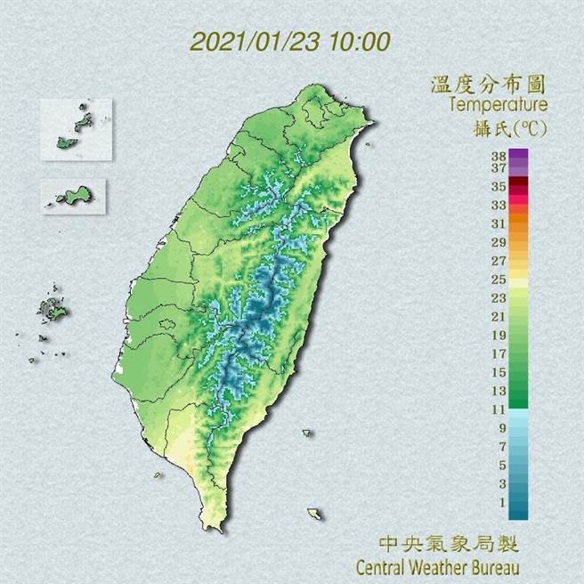 中央气象局预报指出，今天东北季风增强，气温稍下降，水气也逐渐减少。（翻摄自中央气象局／林良齐台北传真）