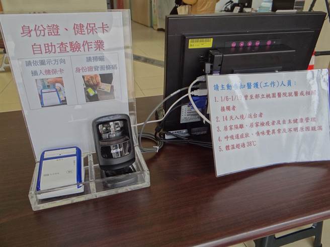 25日起医院各入口强化发烧筛检、刷卡查询旅游史、接触史。（奇美医学中心提供／曹婷婷台南传真）