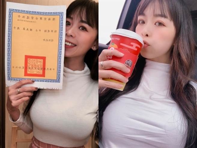 退伍女中士赖美乐日前在Instagram上PO出退伍令，照片中丰满的上围和精致俏丽的脸蛋引发关注。（图／翻摄自赖美乐Instagram）