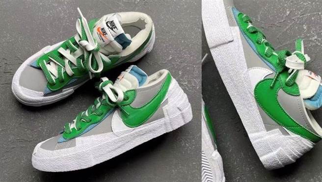 sacai双层设计继续烧！sacai x Nike Blazer 灰绿配色曝光（图／BEEMEN蜂报提供）