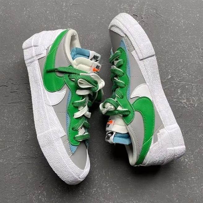 sacai双层设计继续烧！sacai x Nike Blazer 灰绿配色曝光（图／BEEMEN蜂报提供）