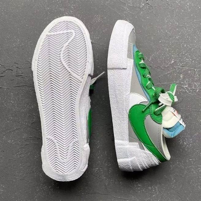 sacai双层设计继续烧！sacai x Nike Blazer 灰绿配色曝光（图／BEEMEN蜂报提供）