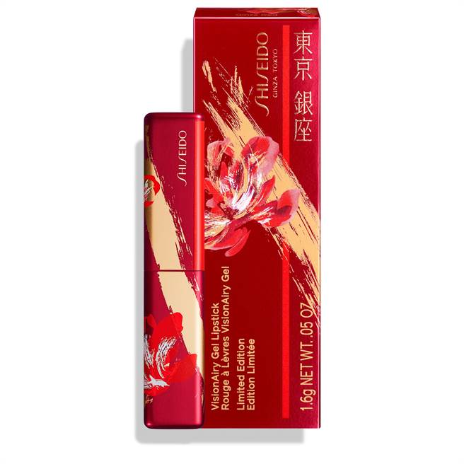 資生堂激蜜輕吻脣膏(＃222銀座紅) 花YOUNG綻放限定版1.6g，1000元。（資生堂提供）