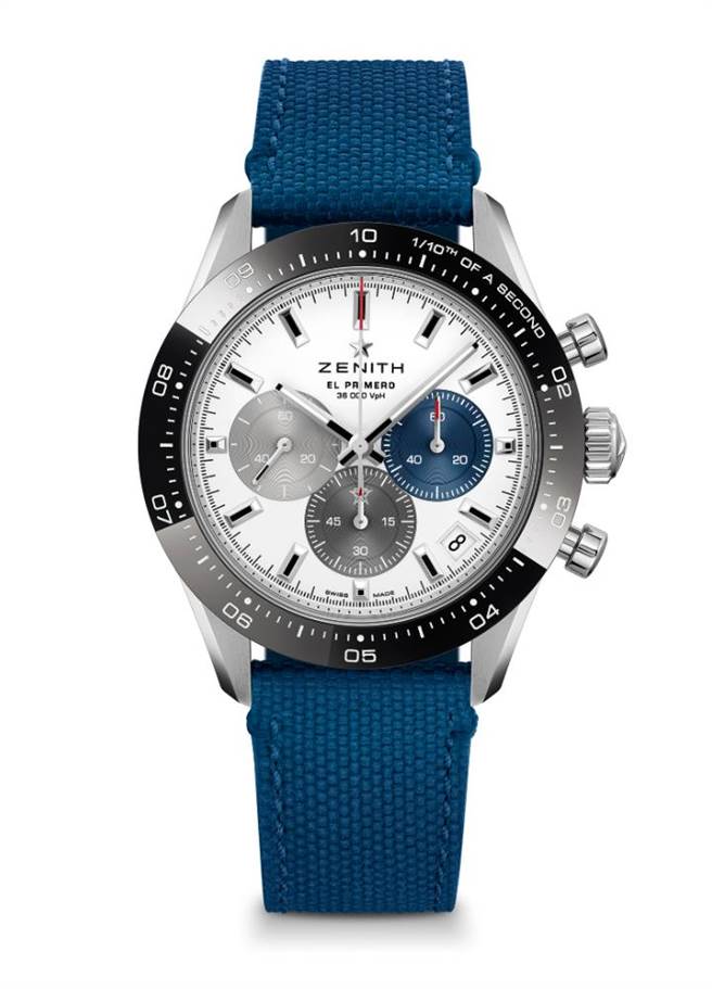 ZENITH今年主打款CHRONOMASTER Sport腕表，三色表盘设计十分时尚，且搭载升级机芯，30万2100元。（ZENITH提供）