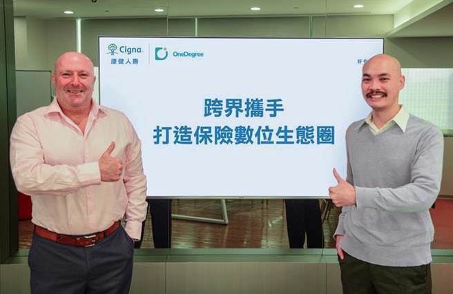 OneDegree Global共同创办人梁德源(右)与康健人寿总经理暨执行长邵骏崴(Tim Shields)。图／业者