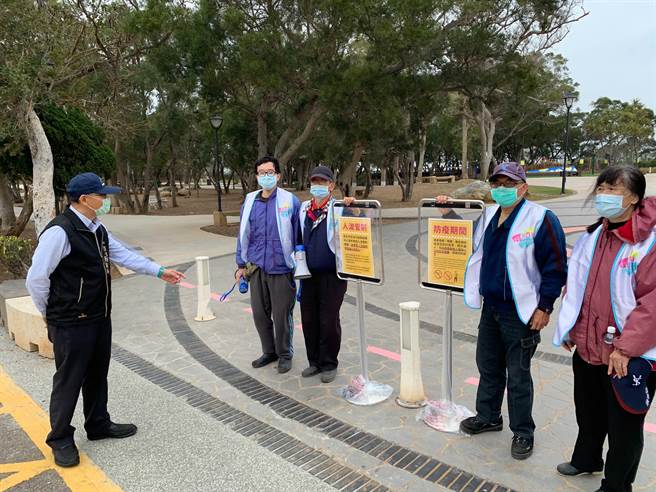 台中市觀光旅遊局超前佈署制訂風景區人流管制措施，並進行演練。（台中市觀旅局提供／王文吉台中傳真）