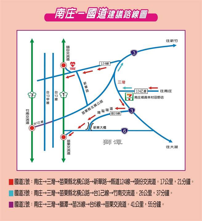 春节连假头份、南庄等地交通疏导示意图。（头份警分局提供／谢明俊苗栗传真）