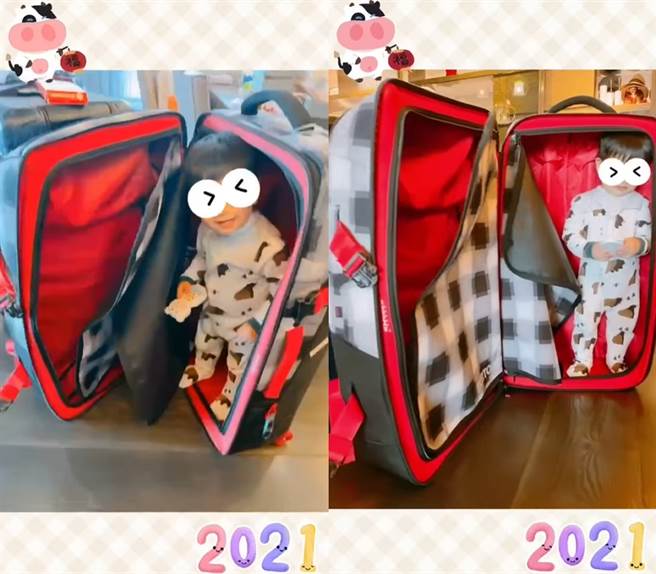 安以轩收拾行李时儿子调皮一举动，让她忍不住笑说「不用买机票啦」，画面曝光也萌翻大票粉丝。(图/ 摘自安以轩脸书)