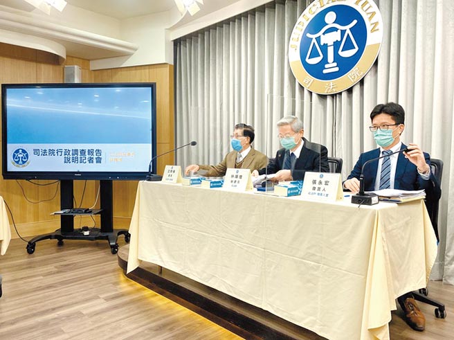 富商翁茂锺引发的司法丑闻，司法院人审会28日决议将林奇福等6人送监察院。图为日前司法院调查报告记者会。（本报资料照片）
