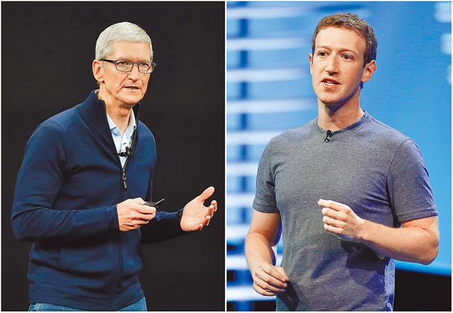 苹果脸书互杠！苹果公司执行长库克，28日批评社交媒体的应用程式，收集太多用户的个人讯息，导致假讯息泛滥、社会两极化。（美联社）