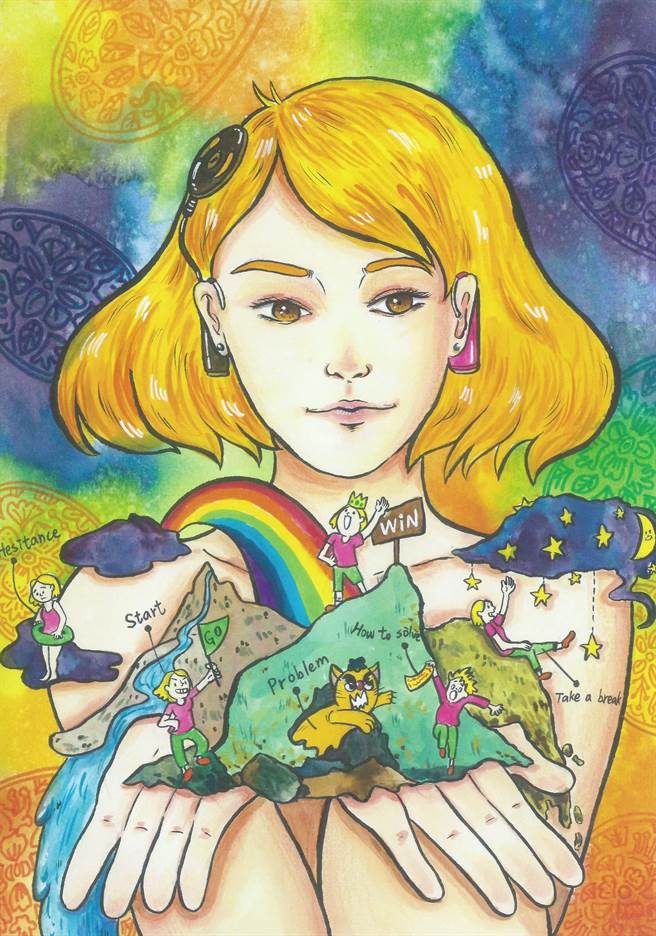 台艺大听障生康宇瑄参与全国身心障碍者文艺奖「文荟奖」的获奖作品「微笑」。（教育部提供／林志成台北传真）