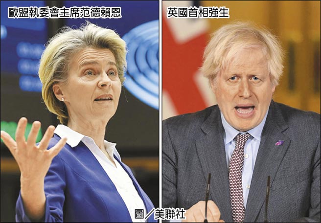欧盟执委会主席范德赖恩英国首相强生图／美联社