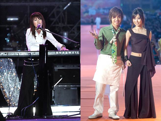 林冠吟以怪物新人勇闯歌坛。右图为2005年与张峰奇走金曲奖红毯的合影。（图／中时资料照）