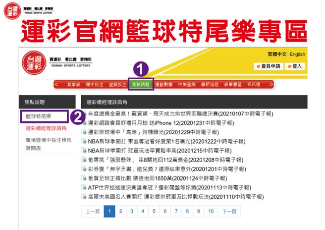 运彩官网篮球特尾乐专区。(台湾运彩提供)
