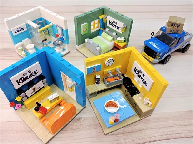 国民卫生纸舒洁1971年推出首包原生纸浆卫生纸以来，迄今50周年，业者特别推出5款限量「舒洁一家之组」积木。（品牌提供）