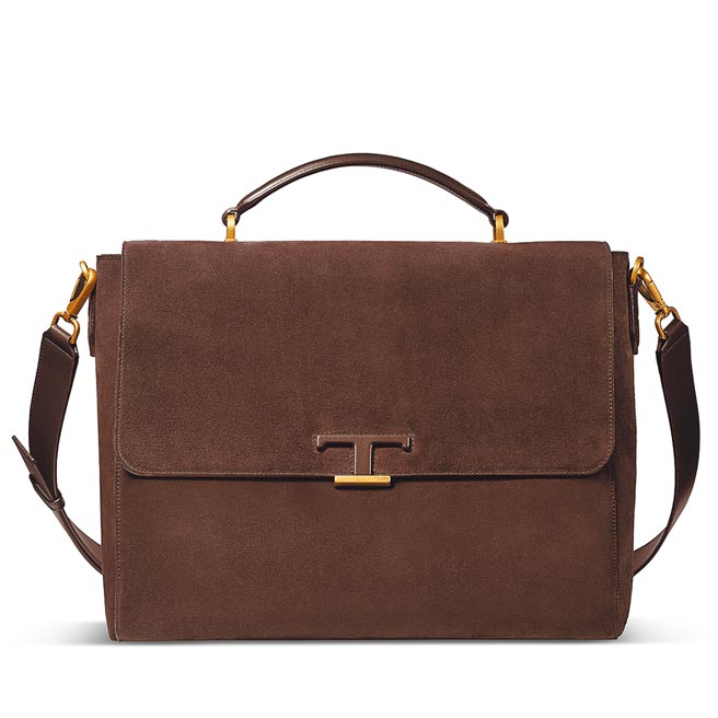 TOD'S T Timeless皮革包覆麂皮公事包，材质典雅耐用，也是男性包款首选，7万8800元。（TOD'S提供）